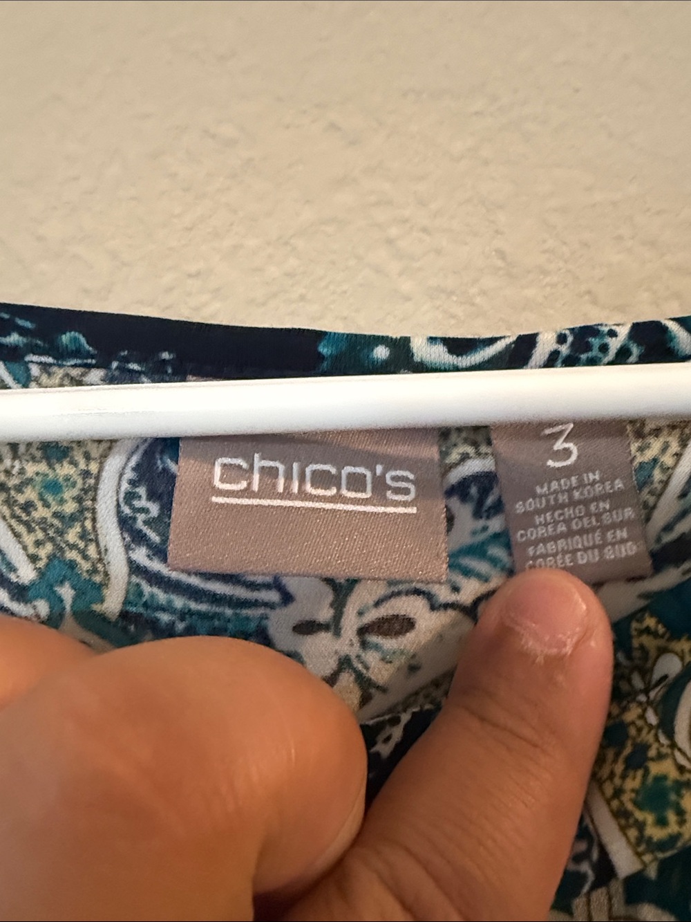 Chico's Teal and Black Paisley Long-Sleeve Top - Picture 2 of 3
